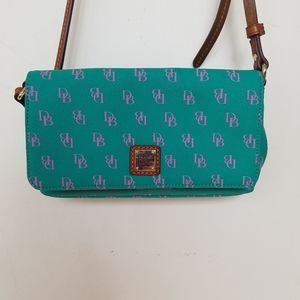 Teal purple Dooney and Bourke fold over purse